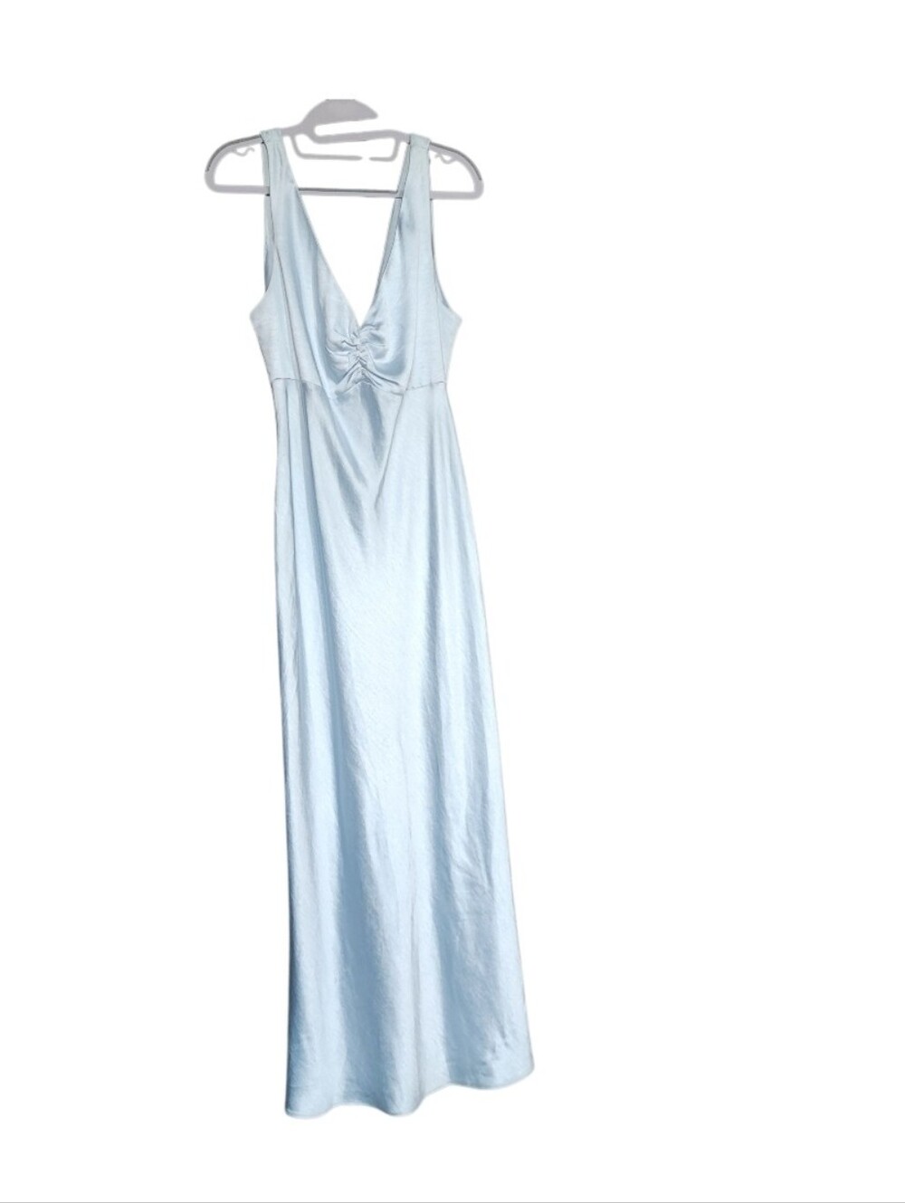 Light Blue V-Neck Maxi Dress - Elegant Slip Style